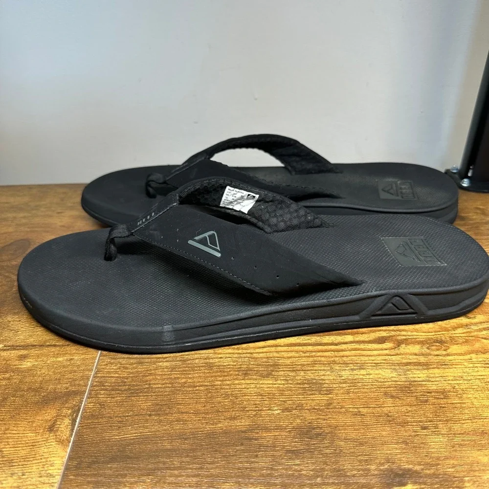 Reef Phantoms Mens Black Flip Flop Sandals Size 15 Arch Support Beach Casual